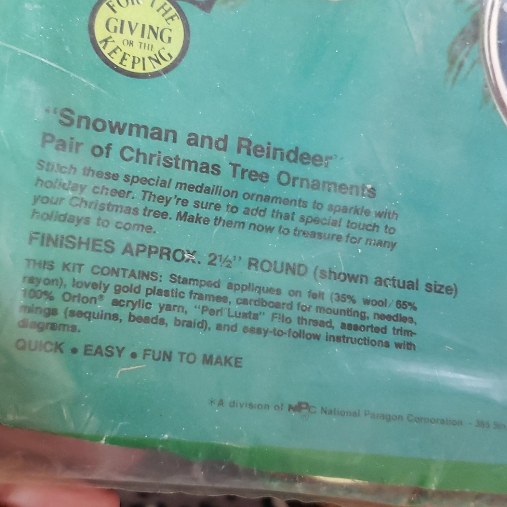 Paragon‎ Needle Craft Snowman Reindeer Ornament Kit - Picture 5 of 12
